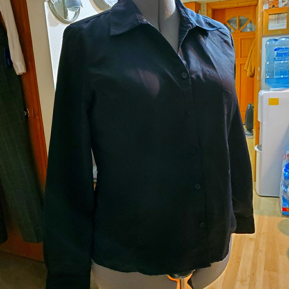 Notations Long-sleeved Black Blouse M